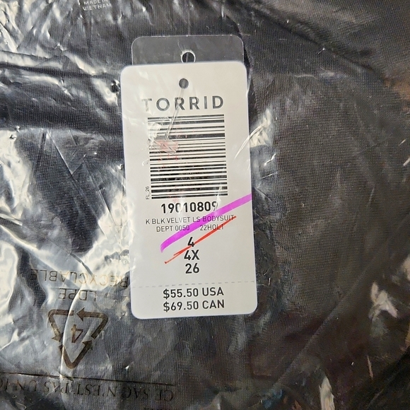 ❤️NWT VINTAGE TORRID BODYSUIT - STRETCH VELVET PUFF BLOUSON SLEEVES - SIZE 4X - Picture 4 of 9